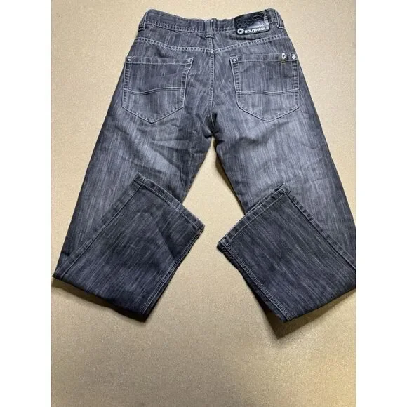 Southpole Jeans black grey Baggie Wide Leg Pants 30x30 Vintage Y2K Rare‎